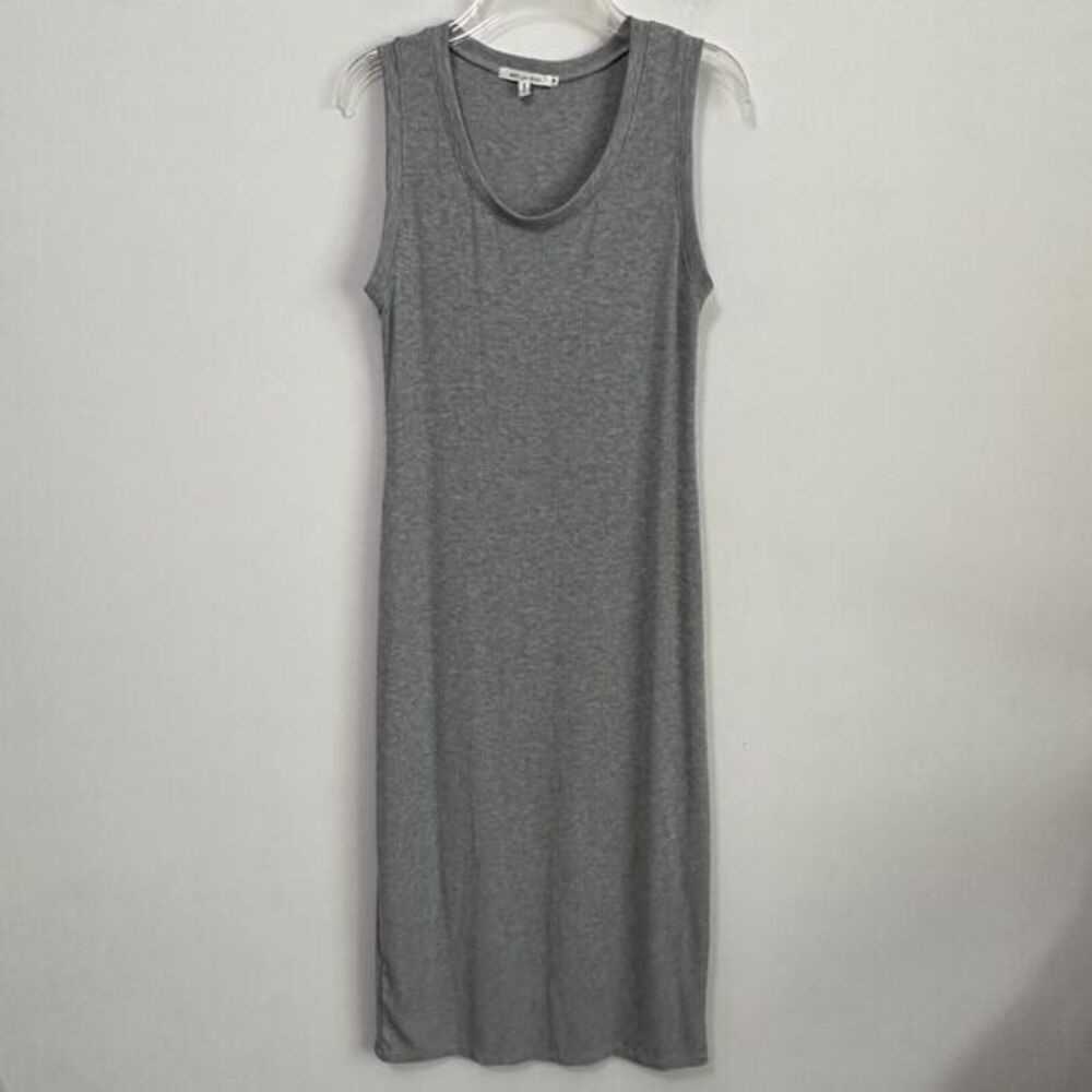 Avec Les Filles Ribbed Tank Dress M Gray Midi Summer Stretch Casual Minimal‎